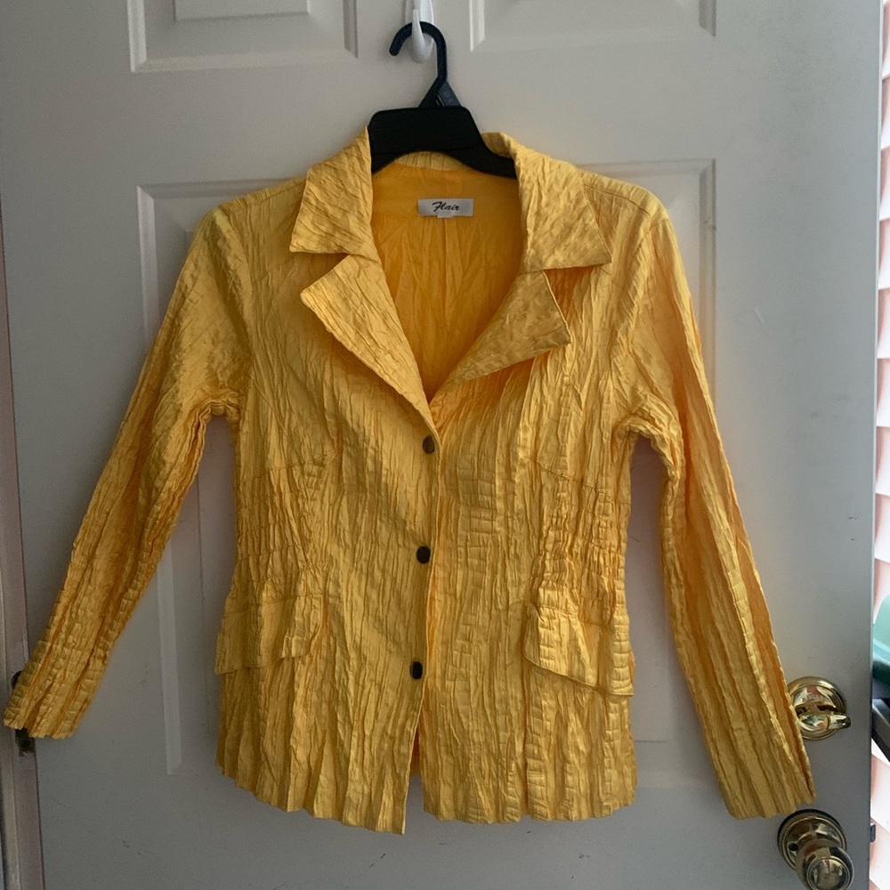 Women's Yellow Textured Blazer